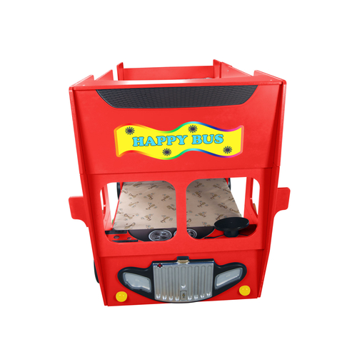 Autóbusz formájú emeletes gyerekágy matraccal - Happy Bus RED