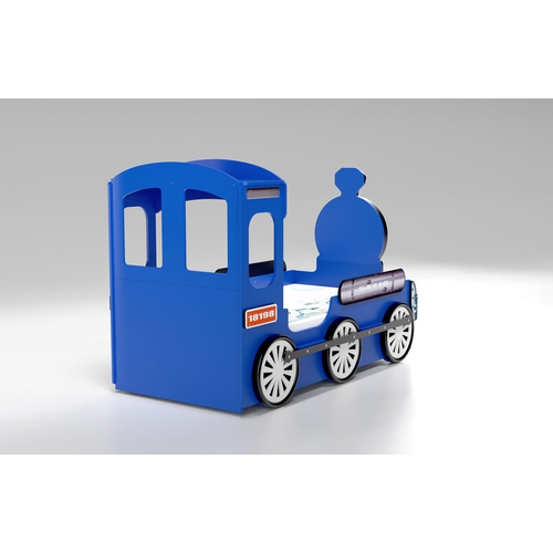 Mozdony formájú gyerekágy - Lokomotive - kék