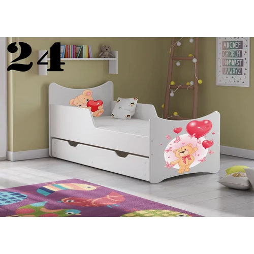 Ágyneműtartós gyerekágy leesésgátlóval - SMB -  24 maci lufival