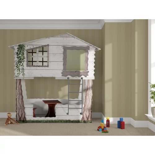 Lombház formájú gyerekágy - Tree House - galériás - 1 fekvőhely felül, asztal és 2 szék alul