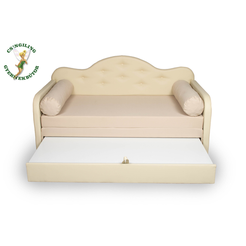 Romantic kanapéágy: beige eco bőr keret - diamond beige fekvő 4