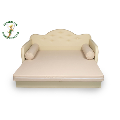 Romantic kanapéágy: beige eco bőr keret - diamond beige fekvő 5