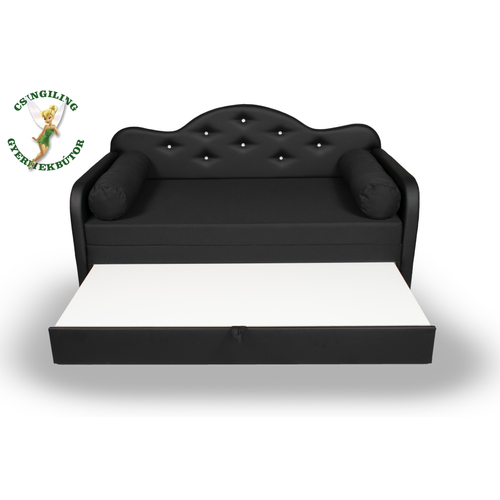 Romantic kanapéágy: fekete eco bőr keret - diamond fekete fekvő 4