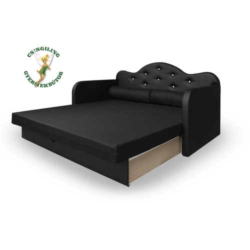Romantic kanapéágy: fekete eco bőr keret - diamond fekete fekvő 7