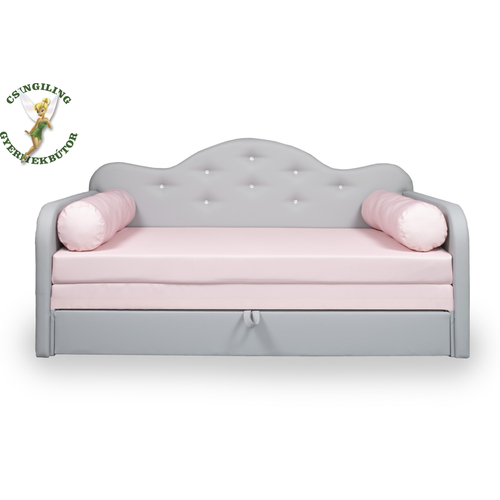 Romantic kanapéágy: szürke eco bőr keret - diamond rózsaszín fekvő 2 
