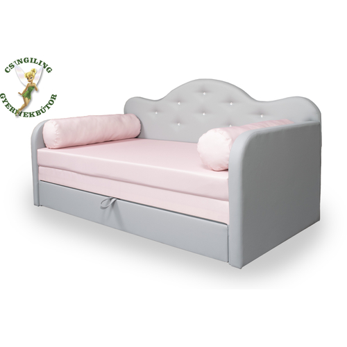 Romantic kanapéágy: szürke eco bőr keret - diamond rózsaszín fekvő 3