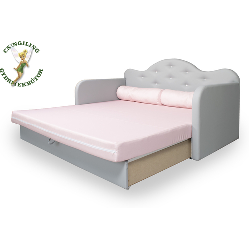 Romantic kanapéágy: szürke eco bőr keret - diamond rózsaszín fekvő 5