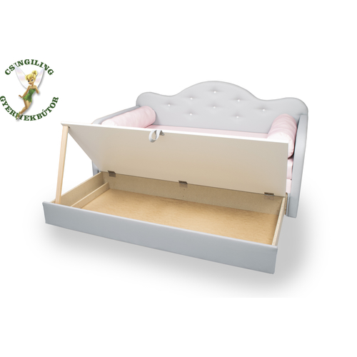 Romantic kanapéágy: szürke eco bőr keret - diamond rózsaszín fekvő 8