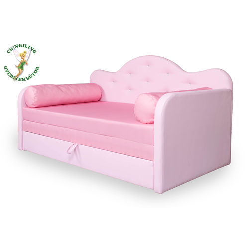 Romantic kanapéágy: rózsaszín eco bőr keret - diamond puncs fekvő 3