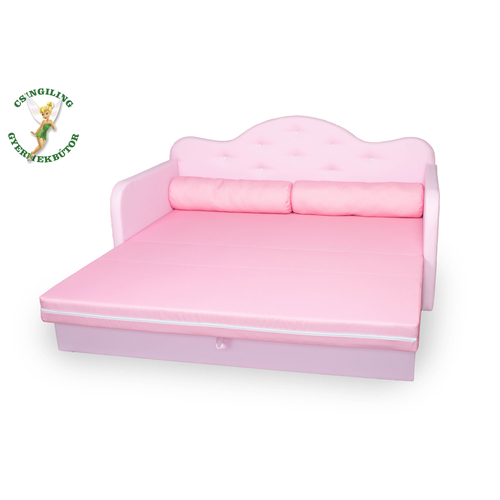Romantic kanapéágy: rózsaszín eco bőr keret - diamond puncs fekvő 6