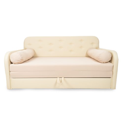 Romeo kanapéágy: bézs eco bőr keret - bézs rózsaszín fekvő 