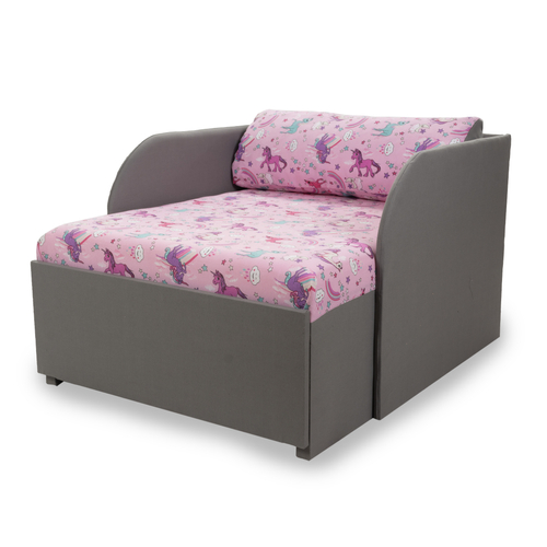 Kárpitos fotelágy - szürke - rózsaszín pónis - Rori Sunshine
