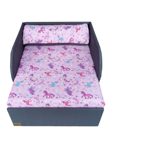 Rori Sunshine ágyneműtartós kárpitos fotelágy - szürke rózsaszín pónis