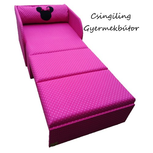 Rori Wextra ágyneműtartós kárpitos fotelágy: pink pöttyös Minnie 2