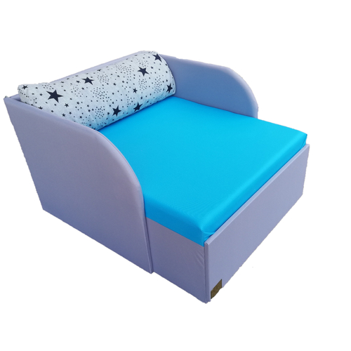 Rori Wextra ágyneműtartós kárpitos fotelágy - szürke világoskék kék csillagos