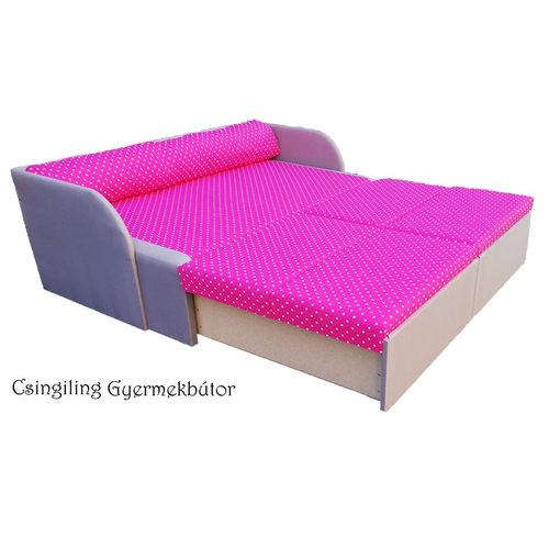 Rori Sunshine ágyneműtartós kihúzható kanapéágy: szürke pink pöttyös Minnie 4