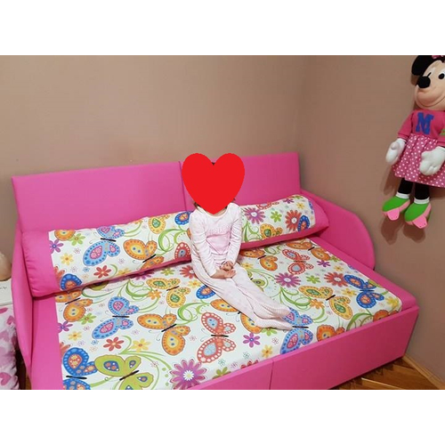 Rori Sunshine ágyneműtartós kihúzható kanapéágy - pink nagy pillangós
