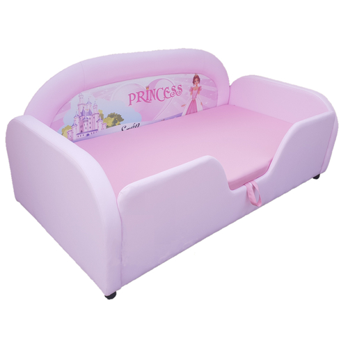 Sky Eco prémium eco bőr keretes ágyneműtartós gyerekágy - rózsaszín hercegnős