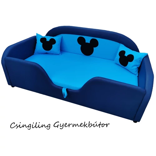 Sky Eco prémium eco bőr keretes ágyneműtartós gyerekágy - sötétkék világoskék Mickey