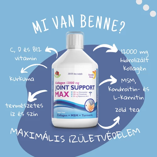 Swedish Nutra JOINT Max - ízületvédő folyékony kollagén, glükozamin, kondroitin és MSM 500ml - CUKORMENTES