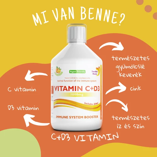 Swedish Nutra folyékony C+D3 imunrendszer erősítő vitamin - 500ml