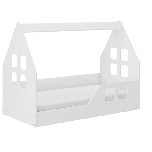 Gyerekágy - WT Domek padlóágy - fehér 70x140 cm - jobb oldali leesésgátlóval