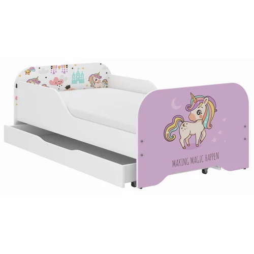 Gyerekágy ágyneműtartóval 70x140 cm - Miki - 15 Pink Unicorn