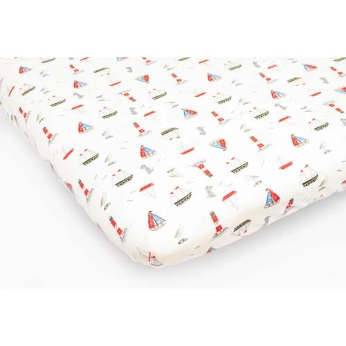 Pamut gumis lepedő gyerekágyra - Jersey tengerész - 60x120 cm